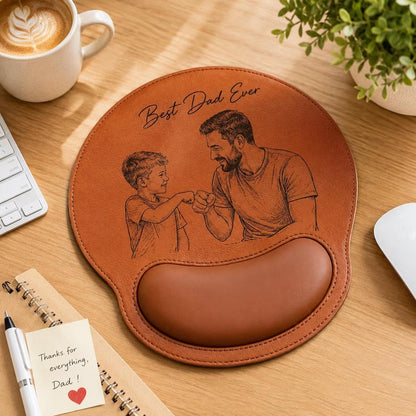 Personalized Sketch Photo Engraved Mousepad, Unique Keepsake Gift for Dad