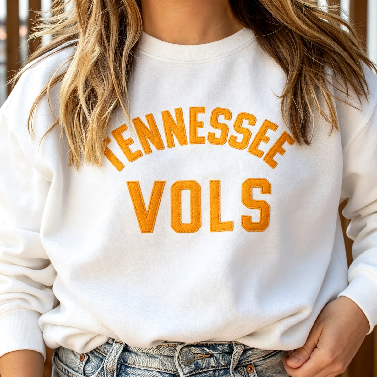 Custom Stitched Team Spirit  Retro Wool Felt Sweatshirt