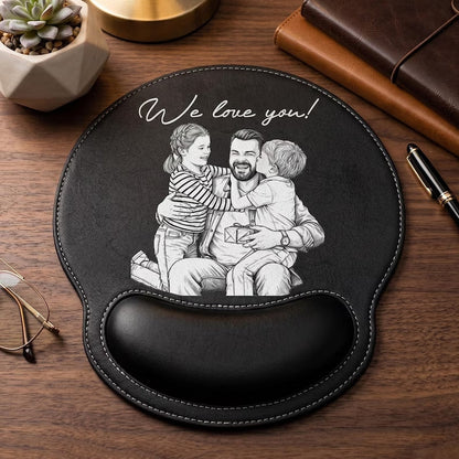 Personalized Sketch Photo Engraved Mousepad, Unique Keepsake Gift for Dad