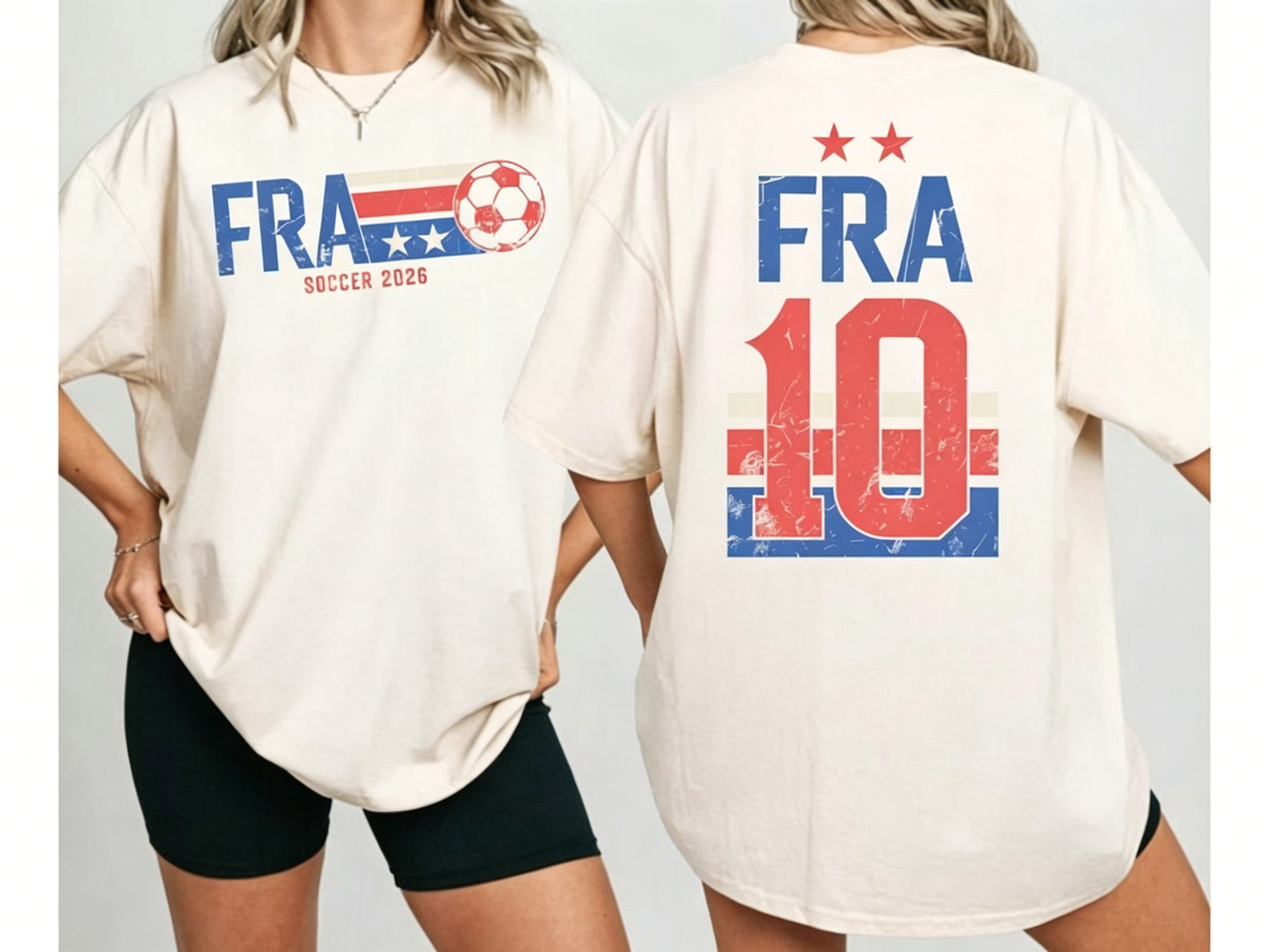 Retro Distressed USA Soccer Tee, Front & Back Print 2026 USA Football Oversized T-shirt