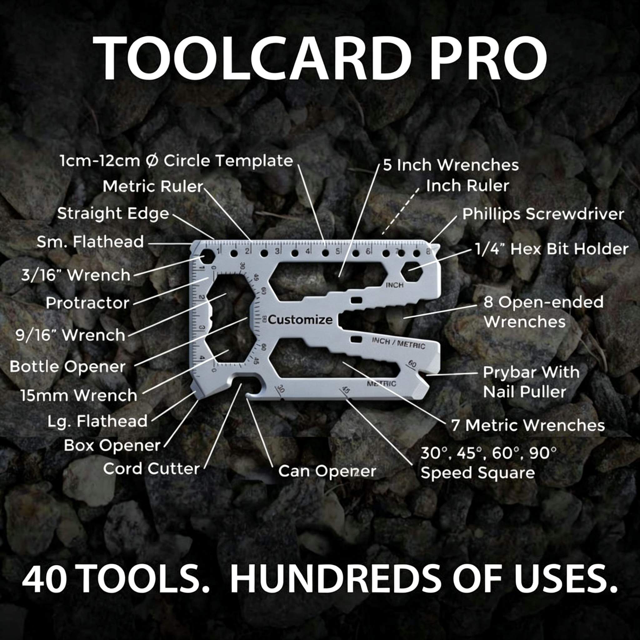 Custom Name Compact Credit Card Style Multitool Heavy Duty EDC Tool For Men