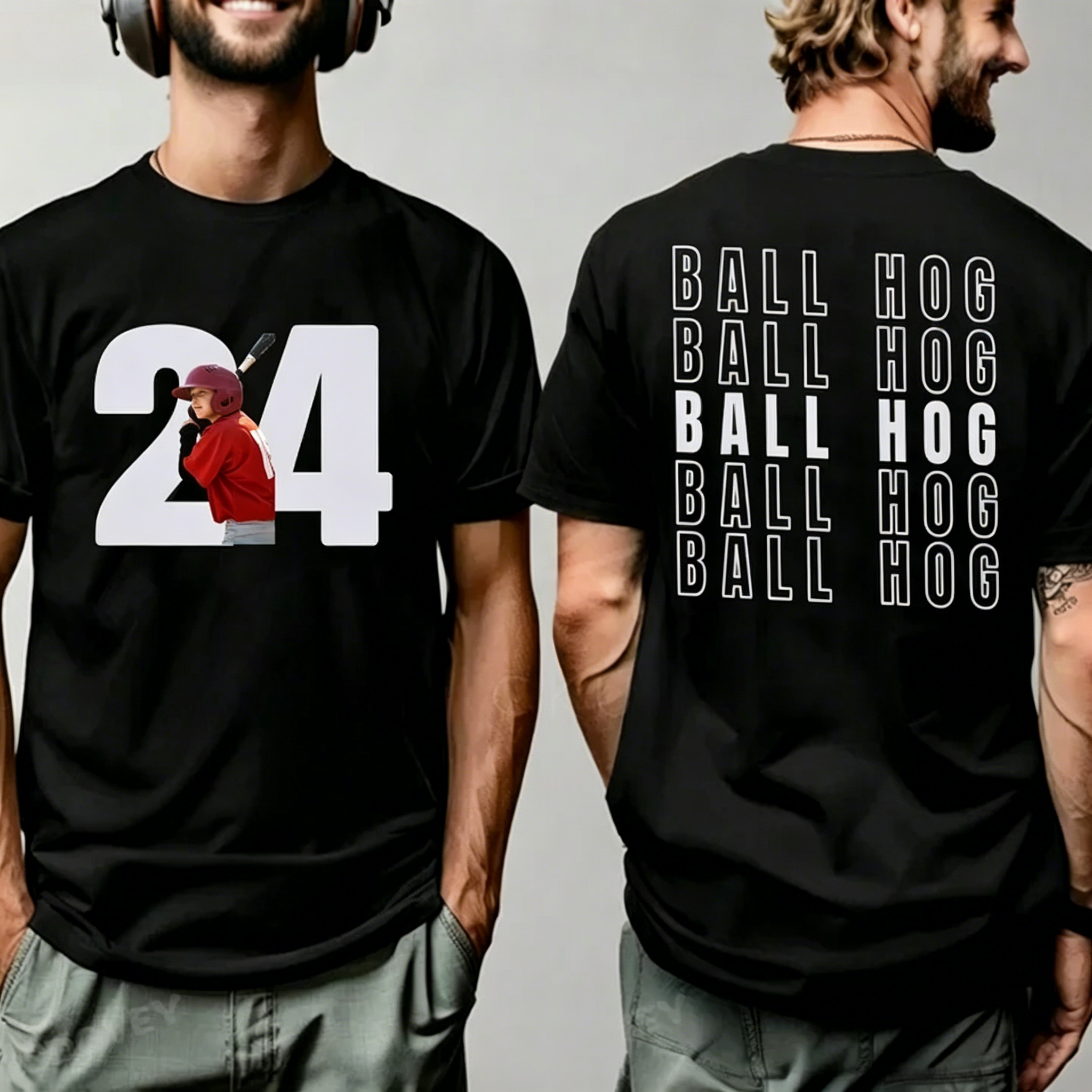 Personalized Photo Jersey Number Sweatshirt | Custom Repeated Back Name Baseball Crewneck