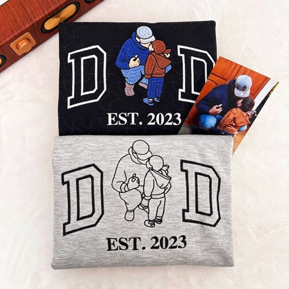 Custom Embroidered Photo Sweatshirt, Personalized Family Portrait Hoodie, Unique Keepsake Gift