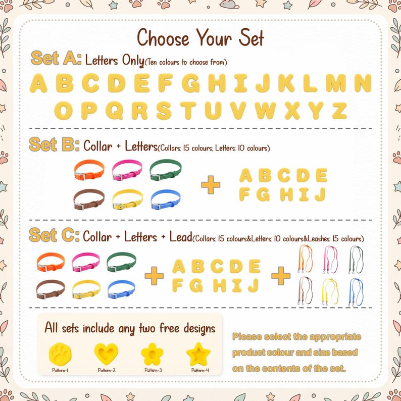Custom 3D Letter Dog Collar Set