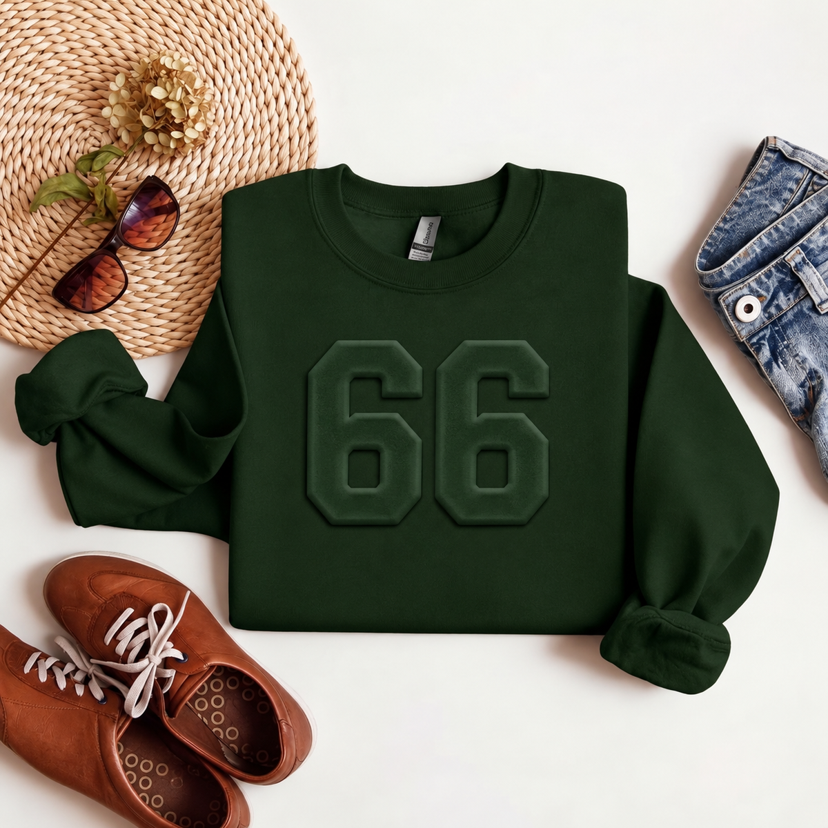 Custom Embossed Number Crewneck Sweatshirt