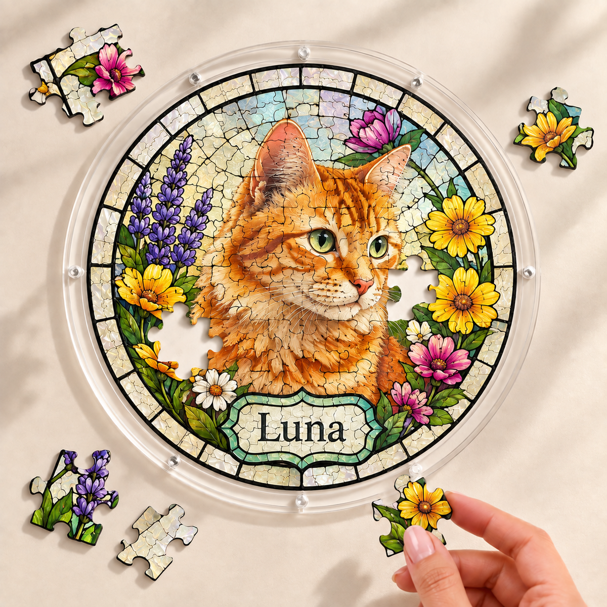 Custom Floral Pet Portrait Puzzle