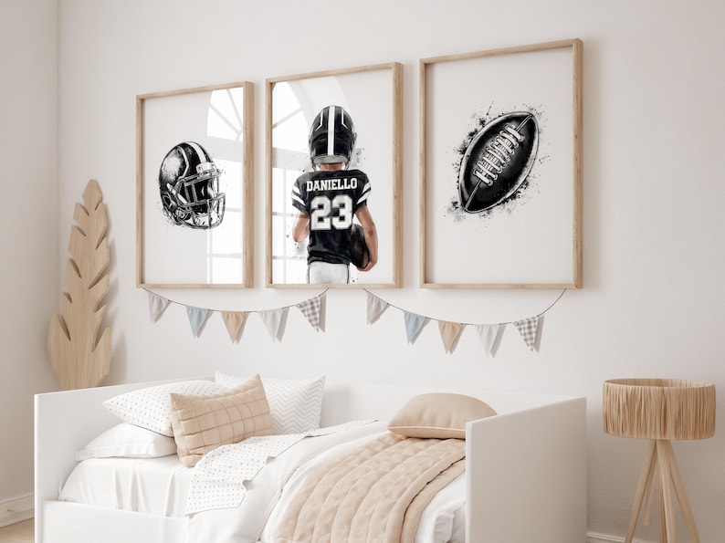 Custom Football Player Wall Art Set
