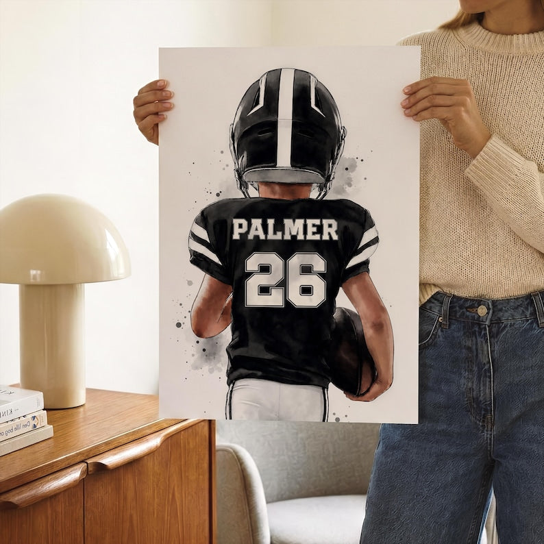 Custom Football Player Wall Art Set