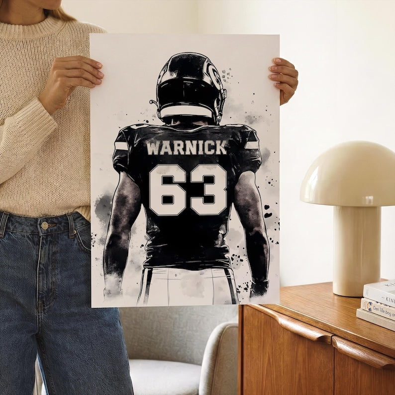 Custom Football Player Wall Art Set