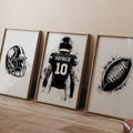 Custom Football Player Wall Art Set