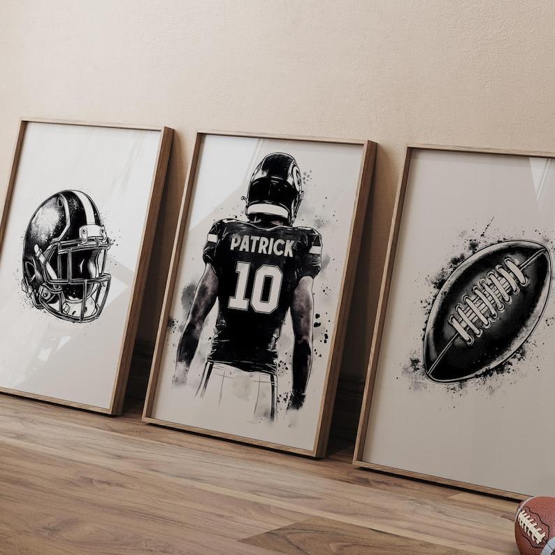 Custom Football Player Wall Art Set