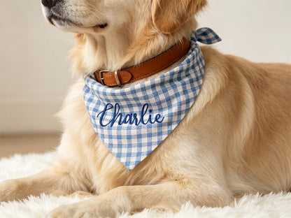 Classic Gingham Personalized Paw Icon Bandana