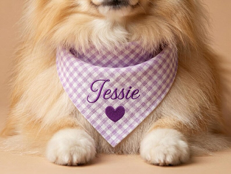Classic Gingham Personalized Paw Icon Bandana