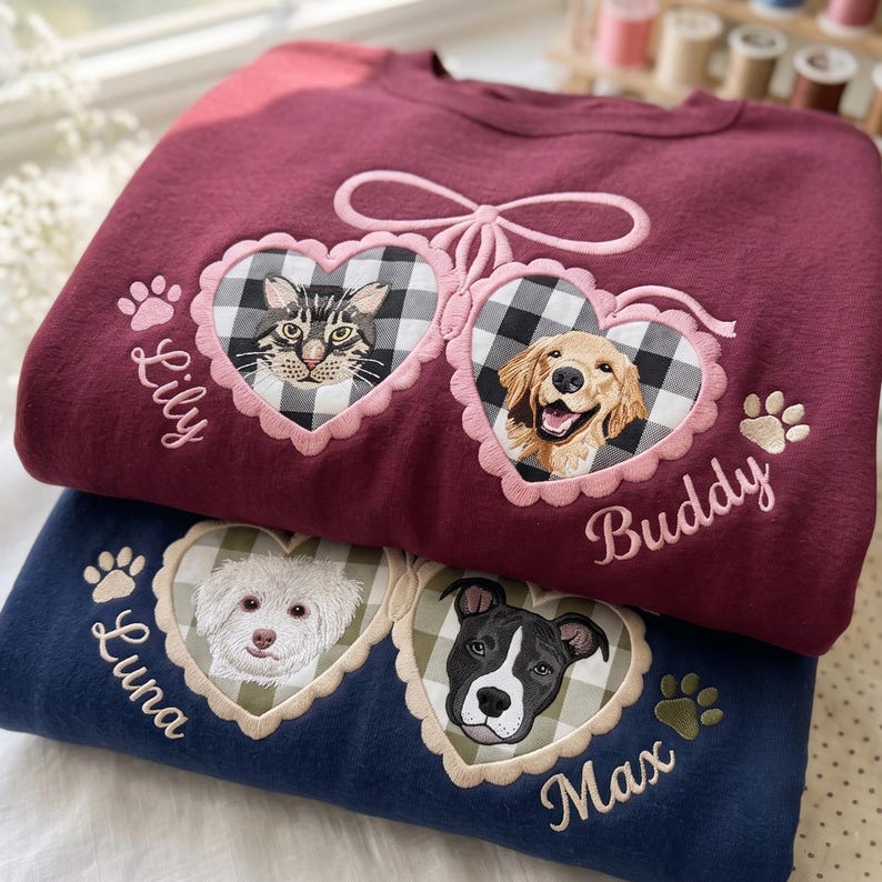 Custom Heart Pet Portrait Sweatshirt