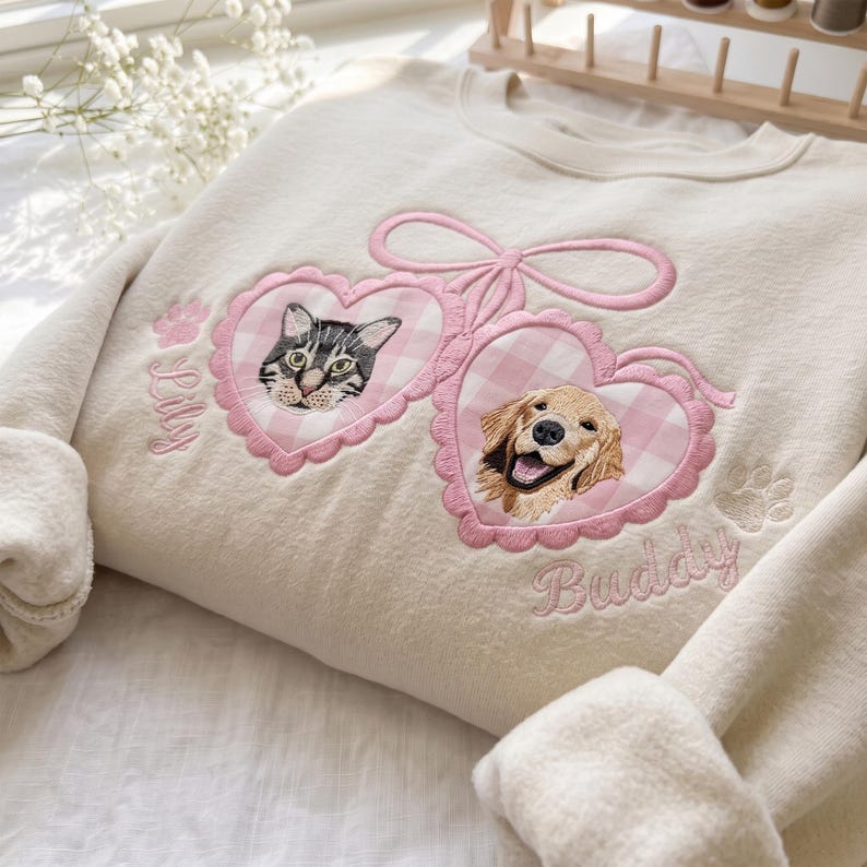 Custom Heart Pet Portrait Sweatshirt