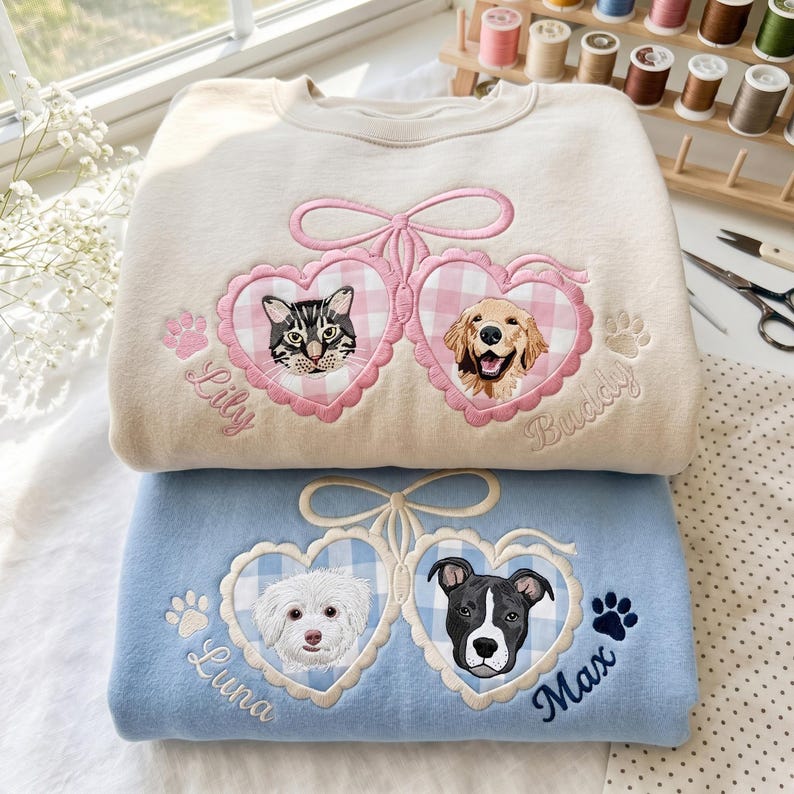 Custom Heart Pet Portrait Sweatshirt