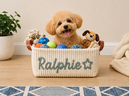 Custom Knitted Name Pet Toy Basket