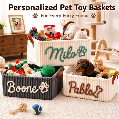 Custom Knitted Name Pet Toy Basket