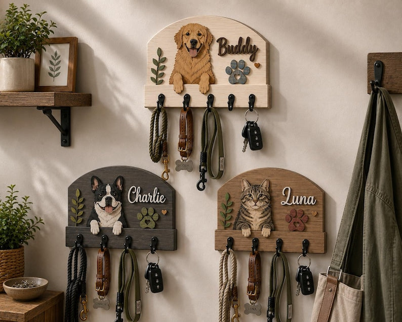 Custom Pet Portrait Leash Holder