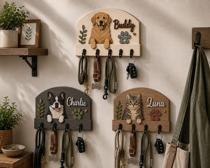 Custom Pet Portrait Leash Holder