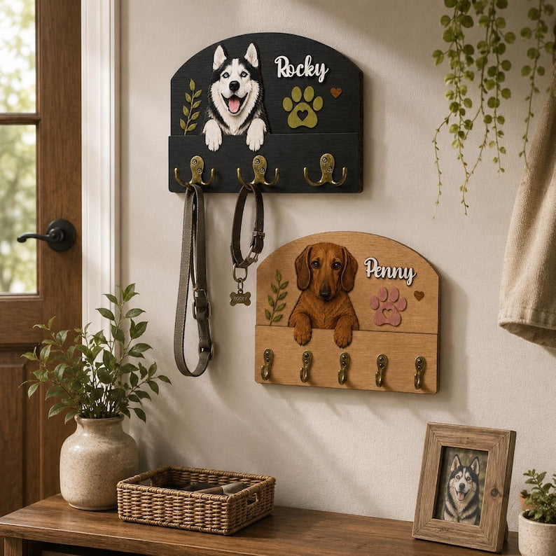 Custom Pet Portrait Leash Holder