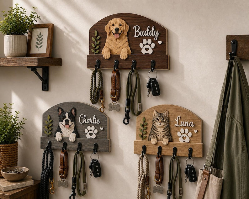 Custom Pet Portrait Leash Holder