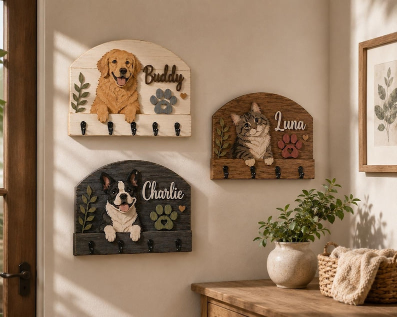 Custom Pet Portrait Leash Holder