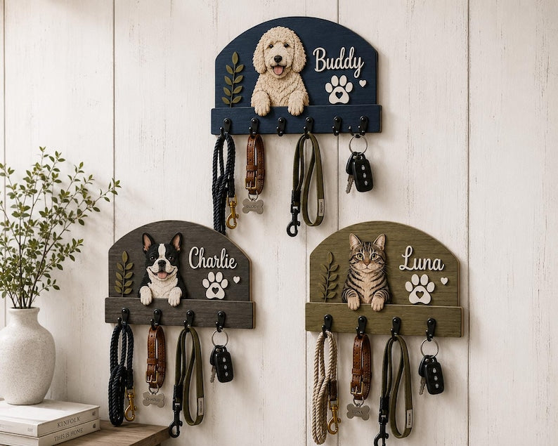 Custom Pet Portrait Leash Holder