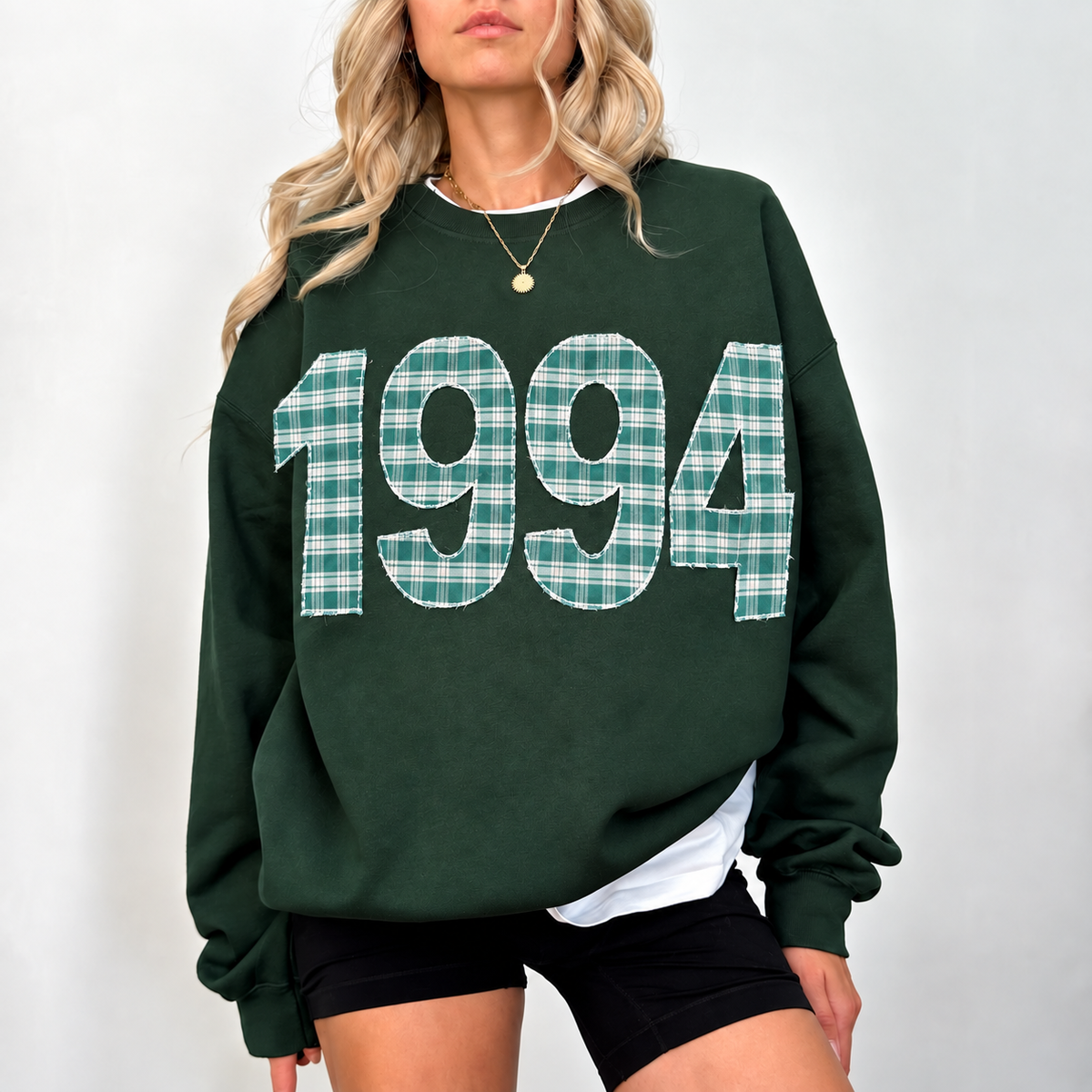 Custom Plaid Year Appliqué Hoodie