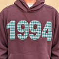 Custom Plaid Year Appliqué Hoodie