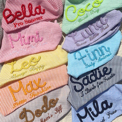 Custom Seersucker Dog Bandana with Matching Scrunchie