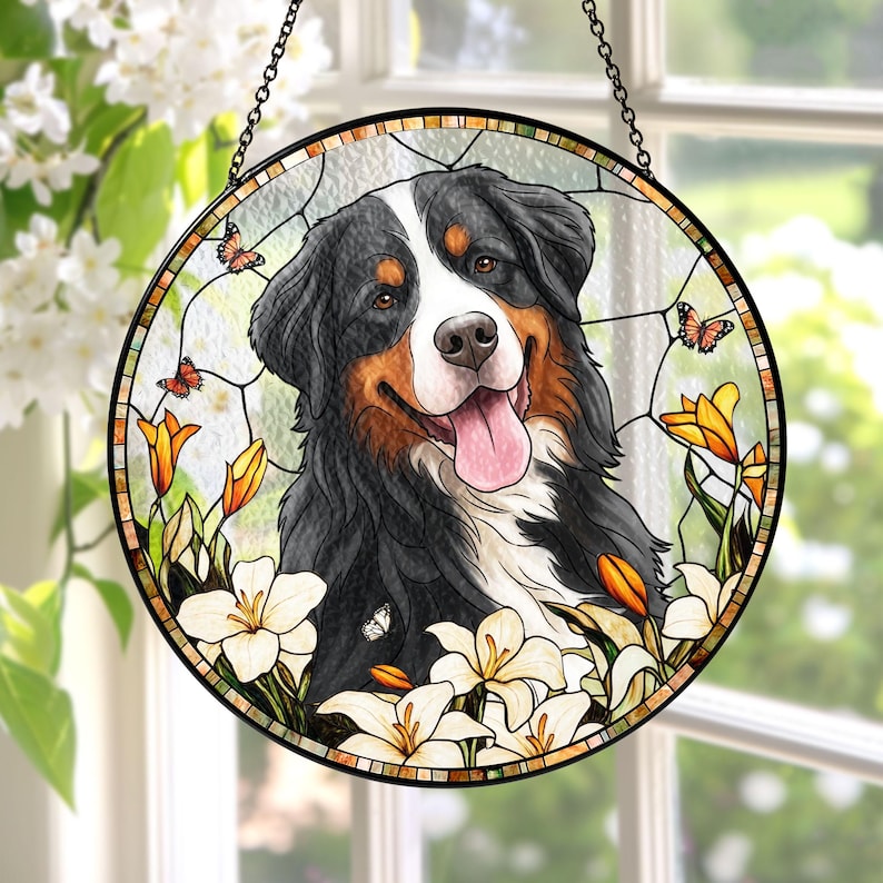 Custom Wildflower Pet Portrait Suncatcher