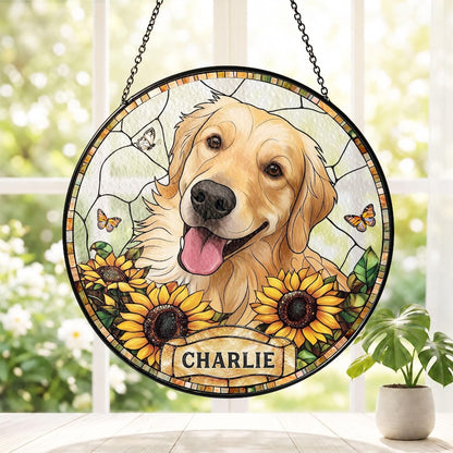 Custom Wildflower Pet Portrait Suncatcher