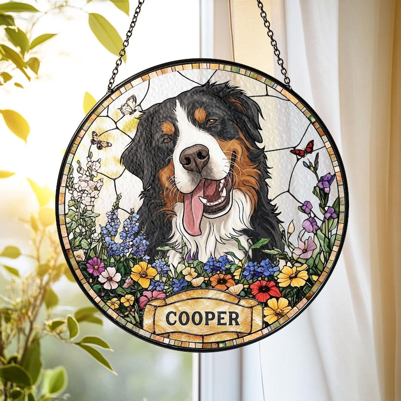 Custom Wildflower Pet Portrait Suncatcher