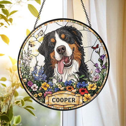 Custom Wildflower Pet Portrait Suncatcher