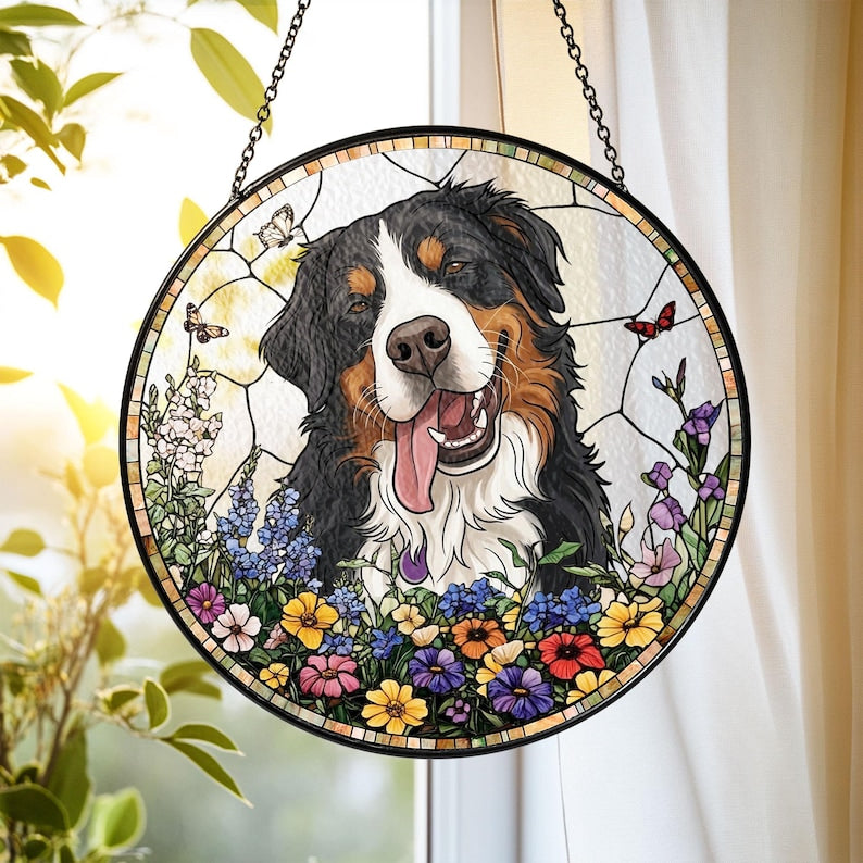 Custom Wildflower Pet Portrait Suncatcher