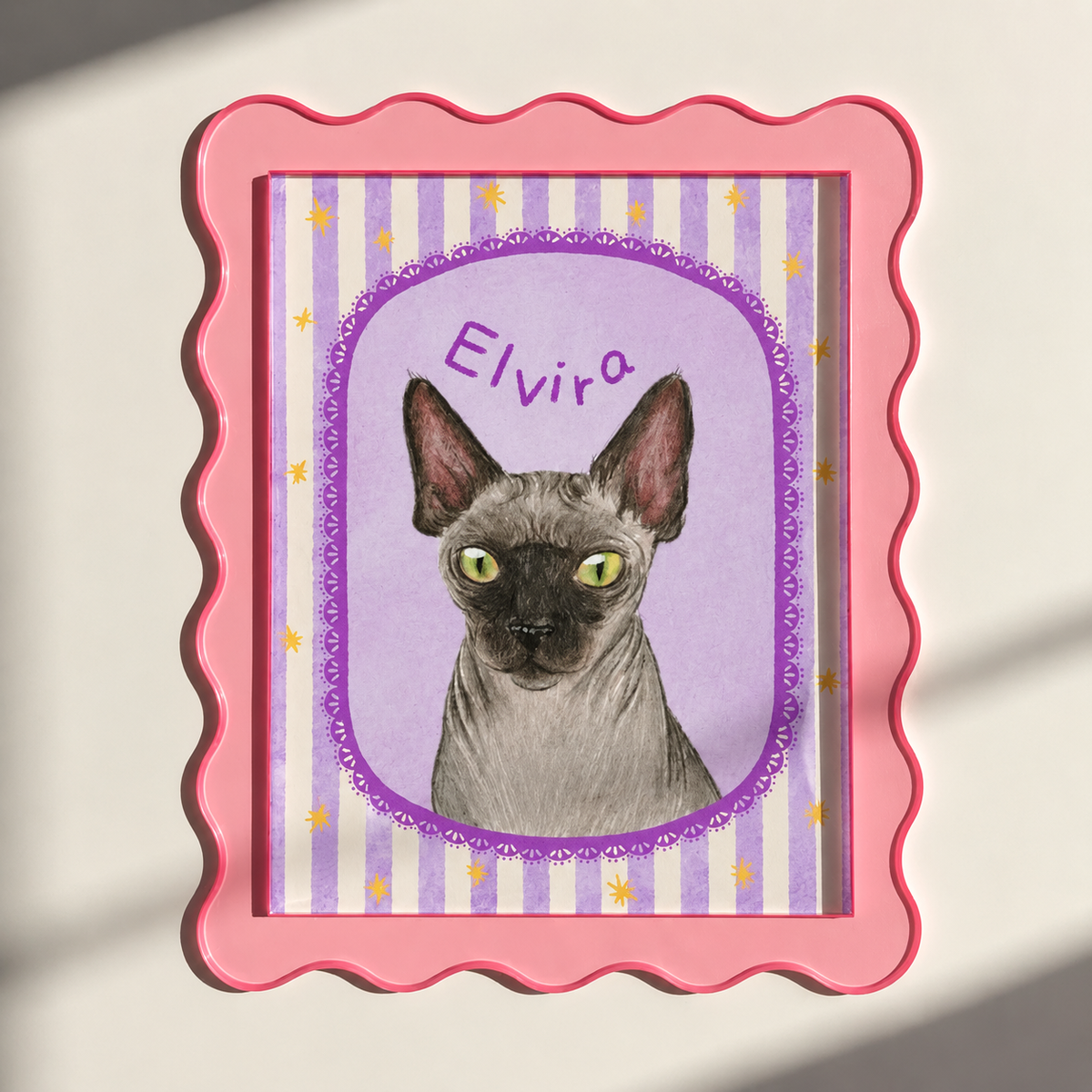 Personalized Hand-Drawn Starry Pet Portrait