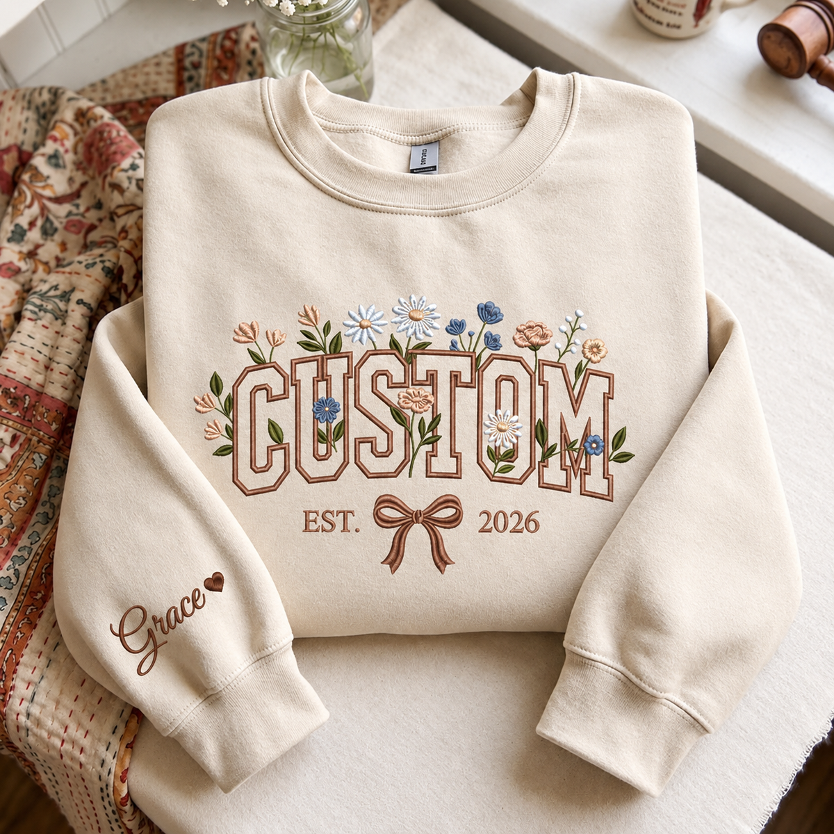 Personalized Floral Name Sweatshirt