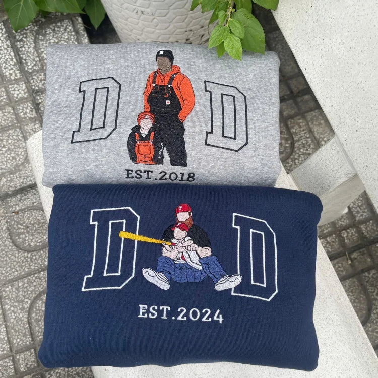 Custom Embroidered Photo Sweatshirt, Personalized Family Portrait Hoodie, Unique Keepsake Gift