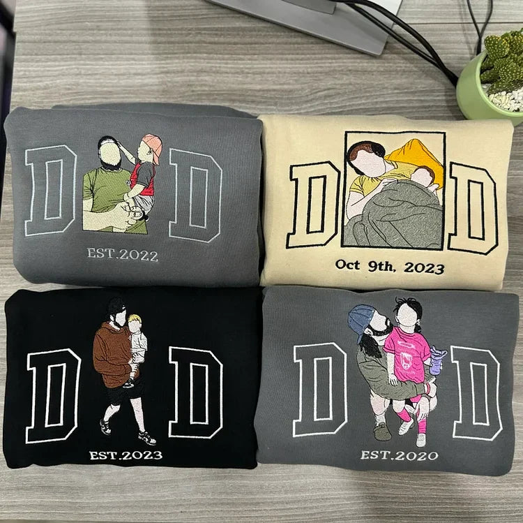 Custom Embroidered Photo Sweatshirt, Personalized Family Portrait Hoodie, Unique Keepsake Gift