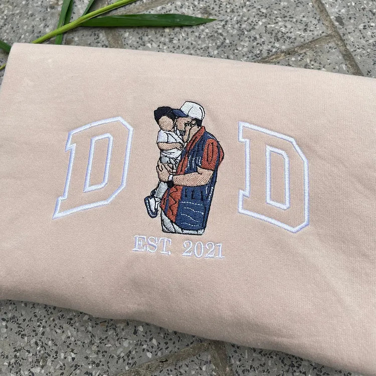Custom Embroidered Photo Sweatshirt, Personalized Family Portrait Hoodie, Unique Keepsake Gift