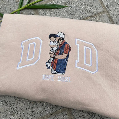 Custom Embroidered Photo Sweatshirt, Personalized Family Portrait Hoodie, Unique Keepsake Gift