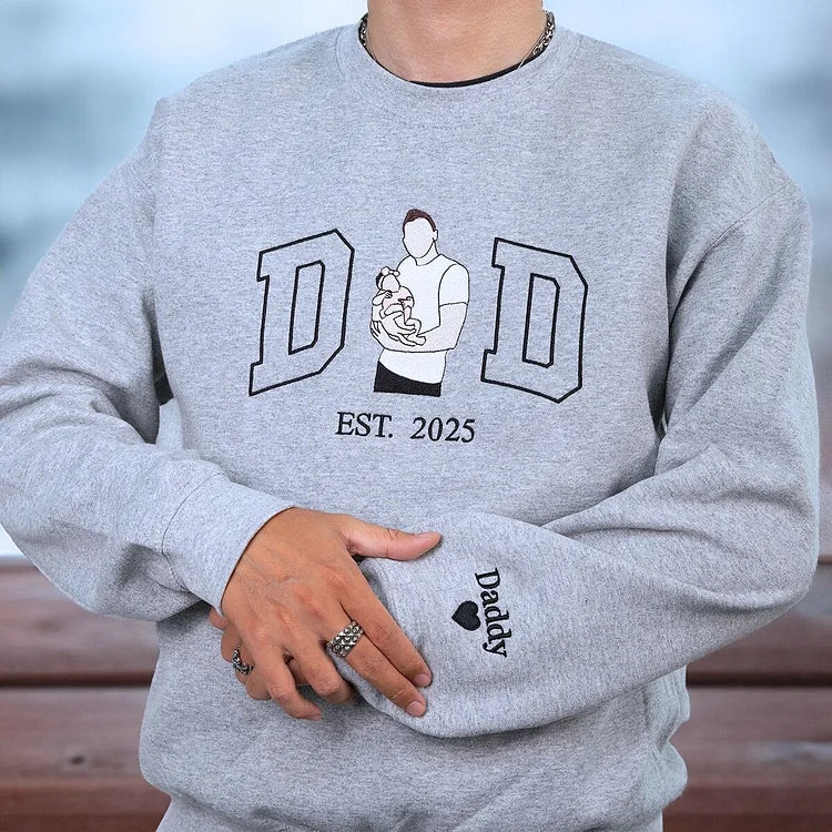 Custom Embroidered Photo Sweatshirt, Personalized Family Portrait Hoodie, Unique Keepsake Gift