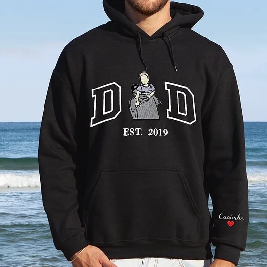 Custom Embroidered Photo Sweatshirt, Personalized Family Portrait Hoodie, Unique Keepsake Gift
