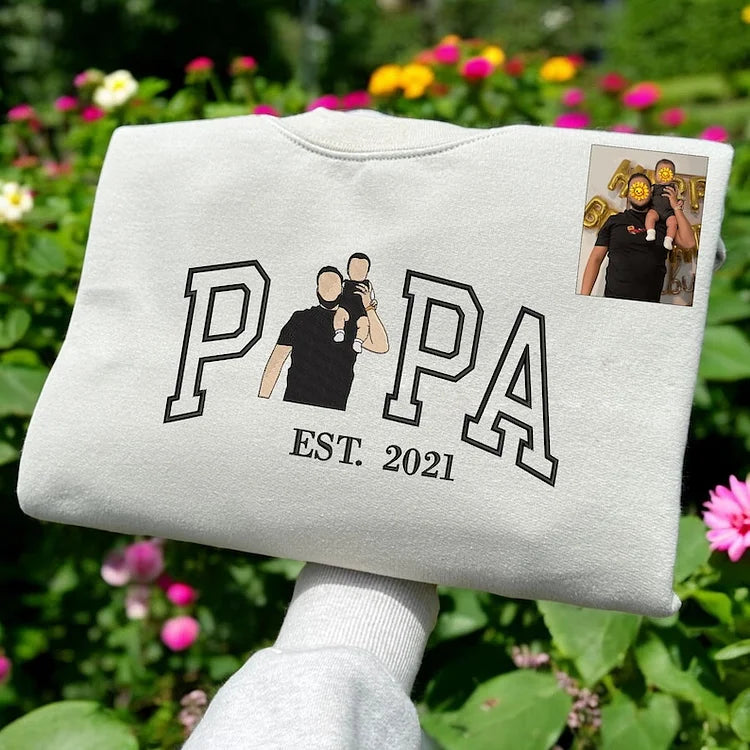 Custom Embroidered Photo Sweatshirt, Personalized Family Portrait Hoodie, Unique Keepsake Gift