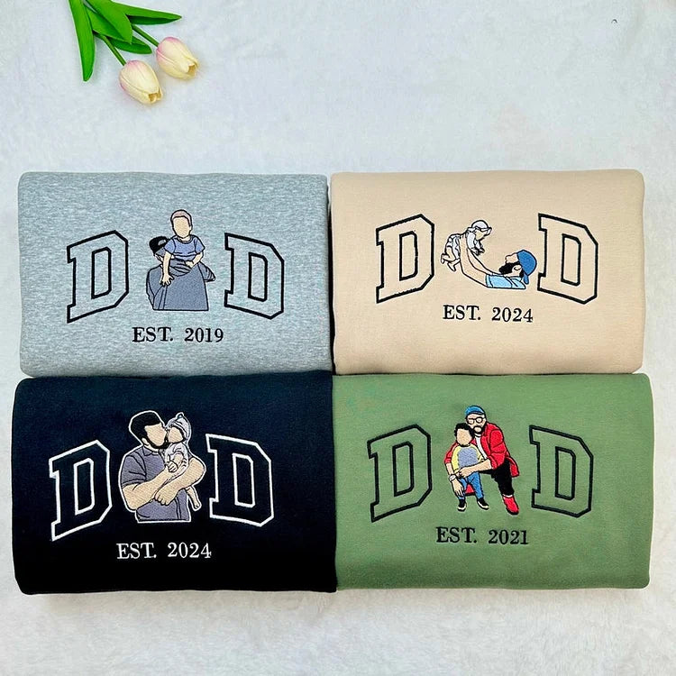 Custom Embroidered Photo Sweatshirt, Personalized Family Portrait Hoodie, Unique Keepsake Gift