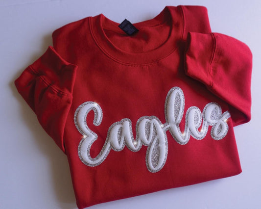 Custom 3D Puff Print Sweatshirt with Sparkle Glitter Trim