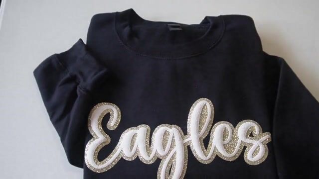 Custom 3D Puff Print Sweatshirt with Sparkle Glitter Trim