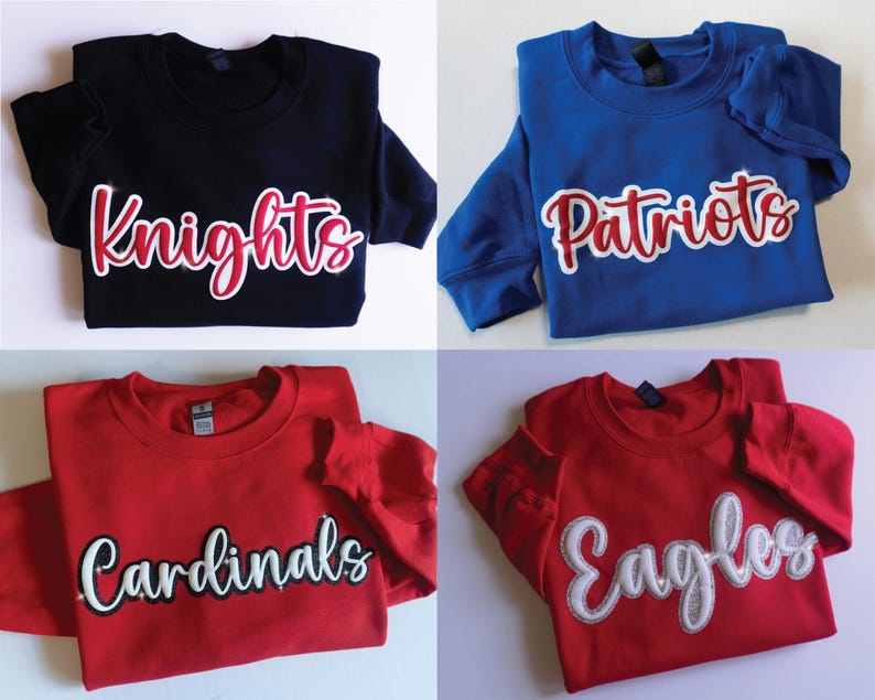 Custom 3D Puff Print Sweatshirt with Sparkle Glitter Trim