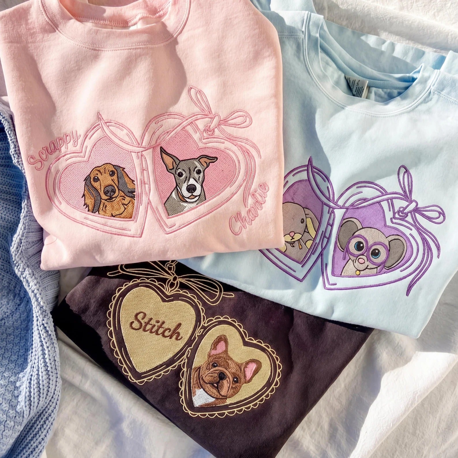 The Romantic Bow & Heart Personalized Pet Crewneck